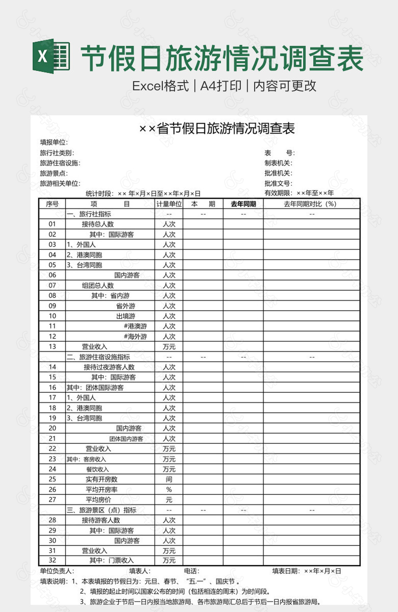 节假日旅游情况调查表