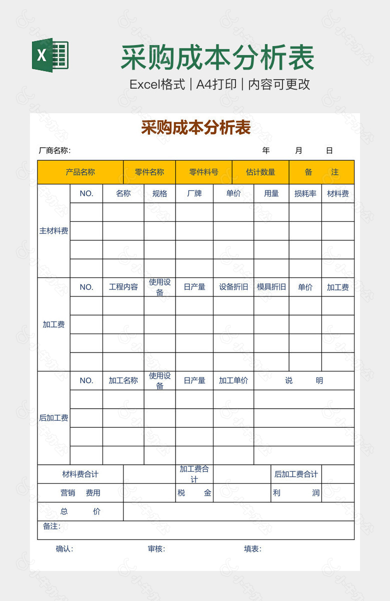 采购成本分析表