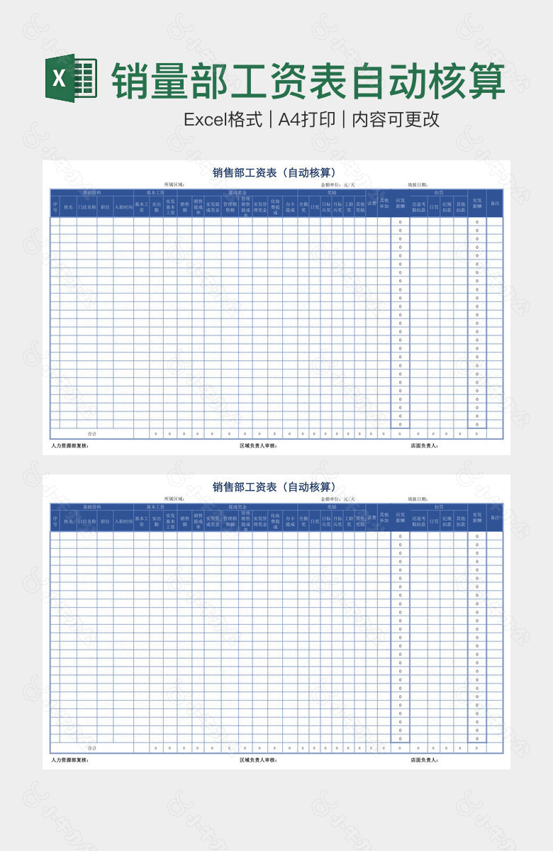 销量部工资表自动核算