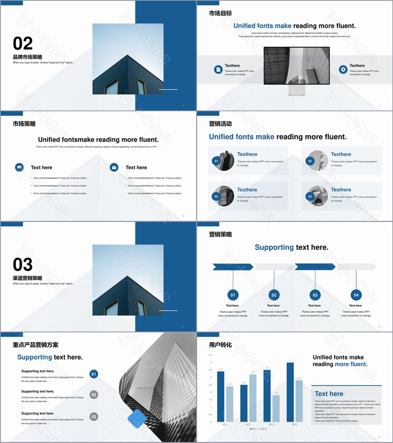 蓝色商务建筑地产金融市场营销PPT案例no.2