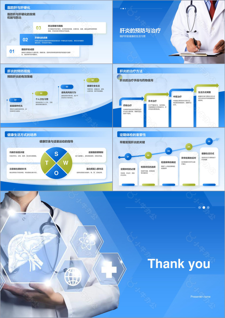 蓝色商务风肝炎疾病科普PPT模板no.3