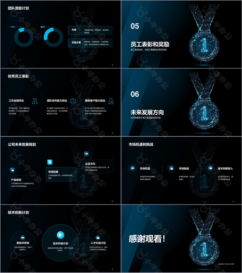 蓝色科技公司员工表彰年会发布会PPT模板no.3