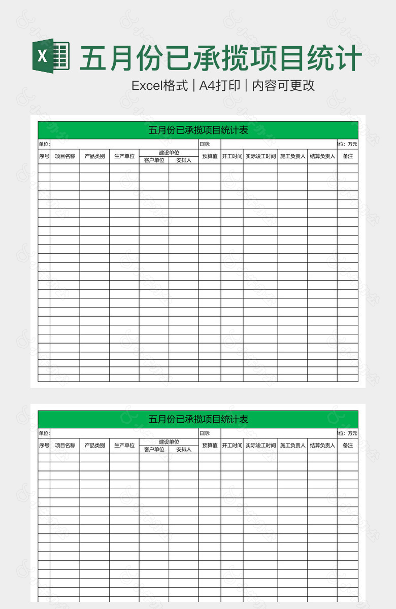 五月份已承揽项目统计表