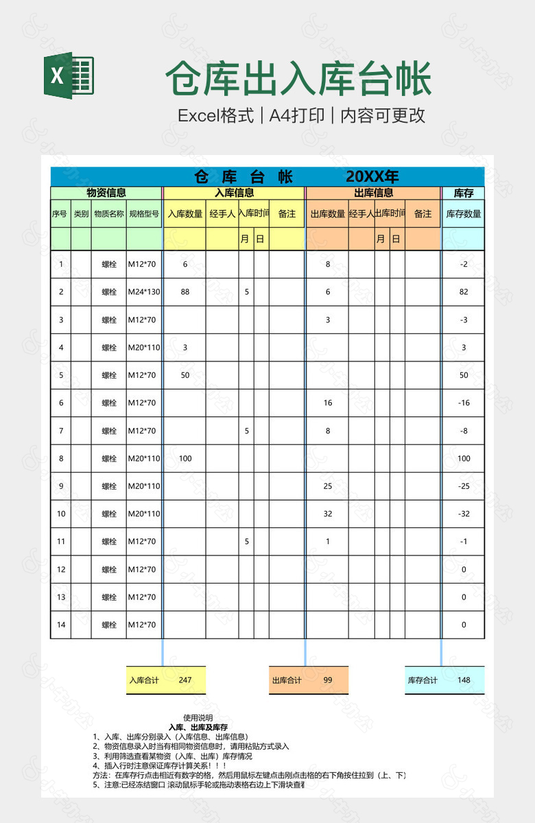 仓库出入库台帐