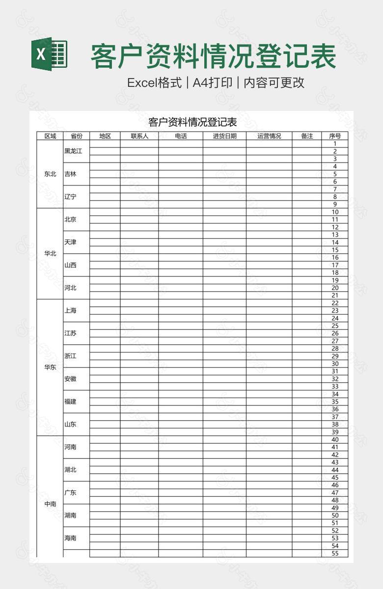 客户资料情况登记表