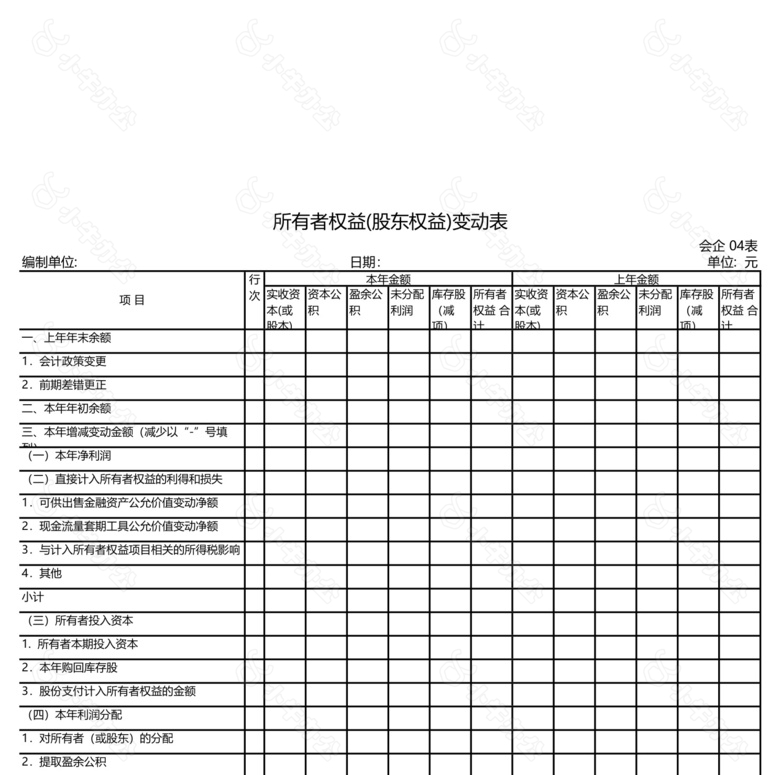 所有者权益股东权益变动no.2