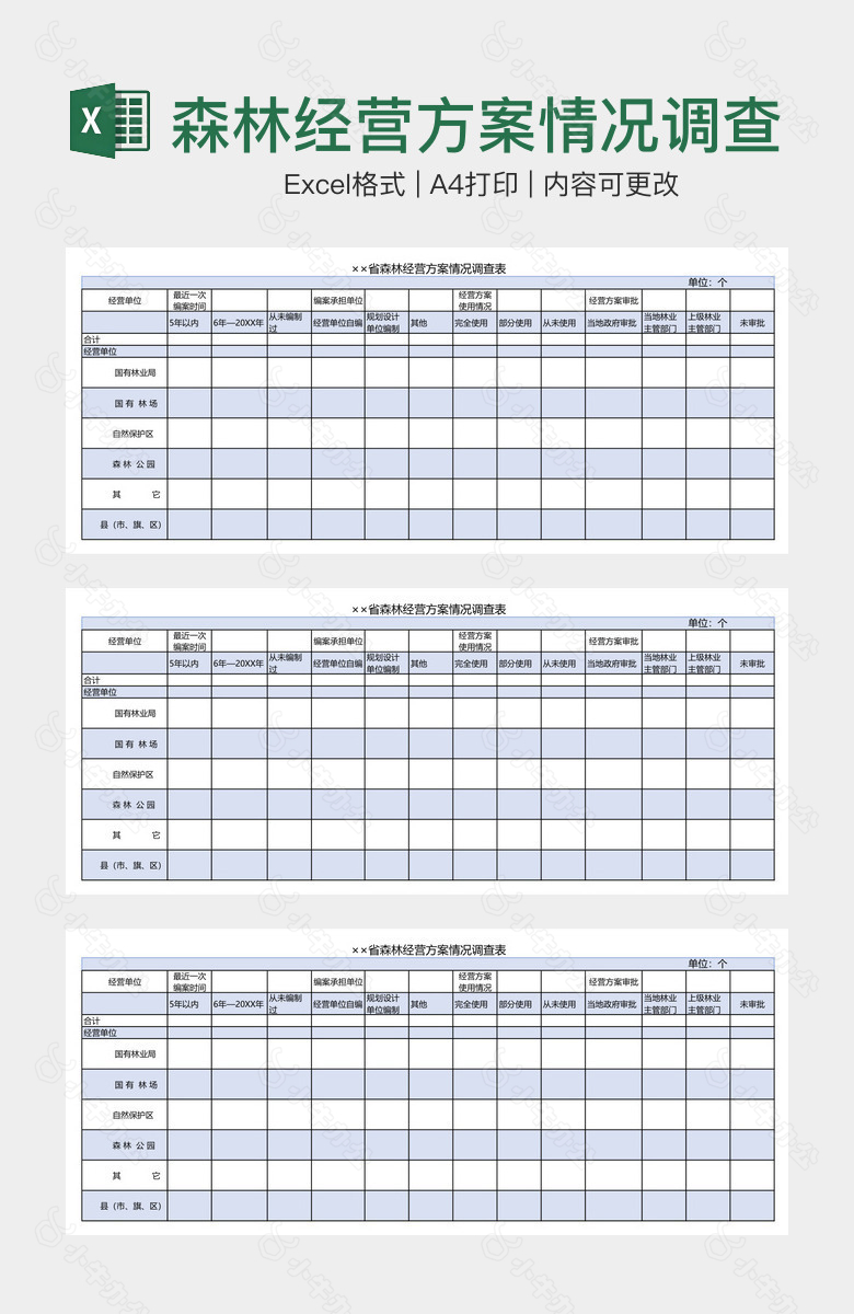 森林经营方案情况调查表