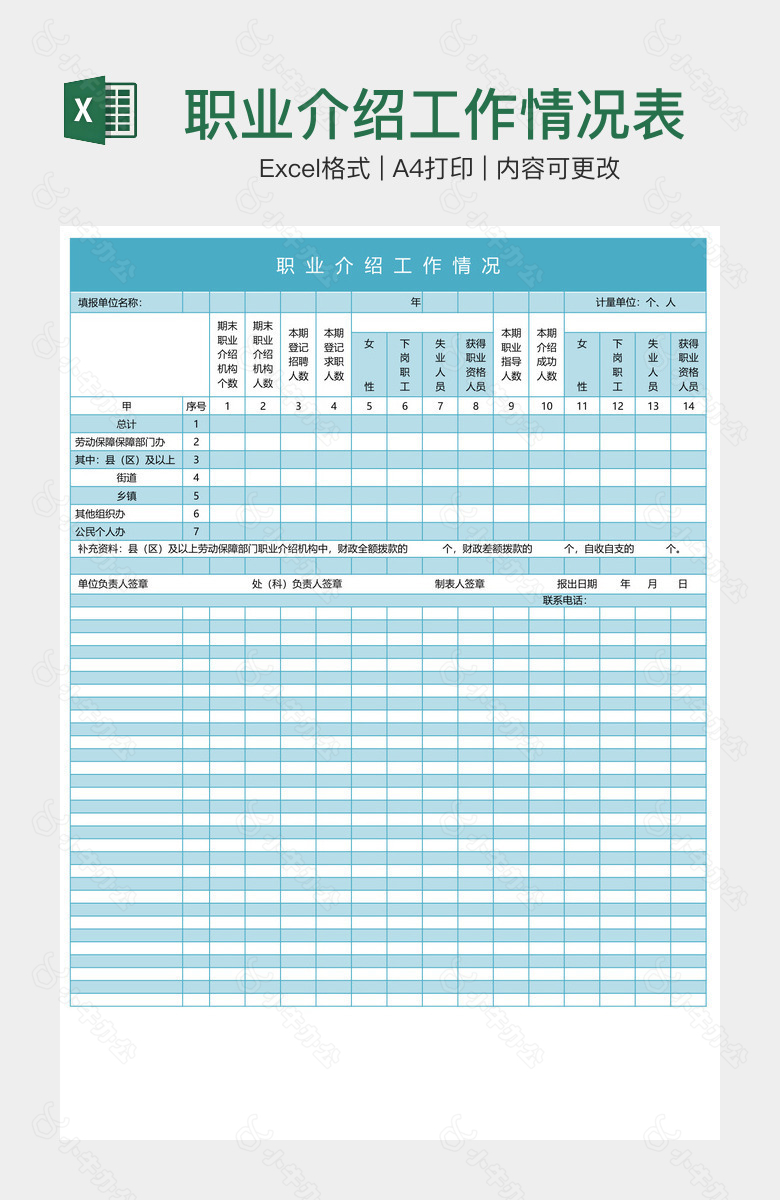 职业介绍工作情况表