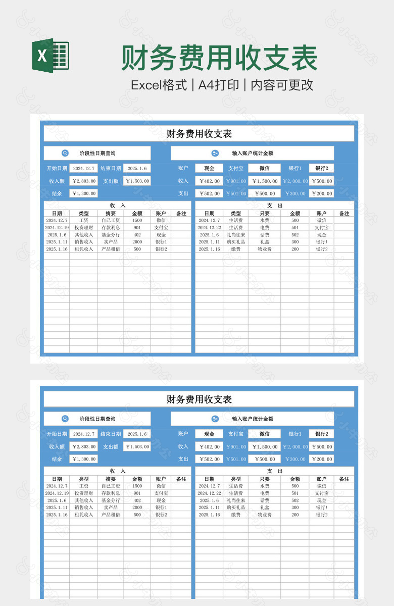 财务费用收支表