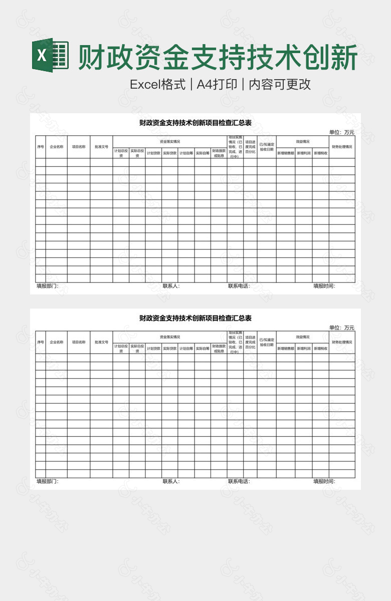 财政资金支持技术创新项目检查汇总表