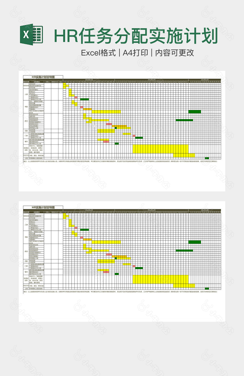 HR任务分配实施计划甘特图