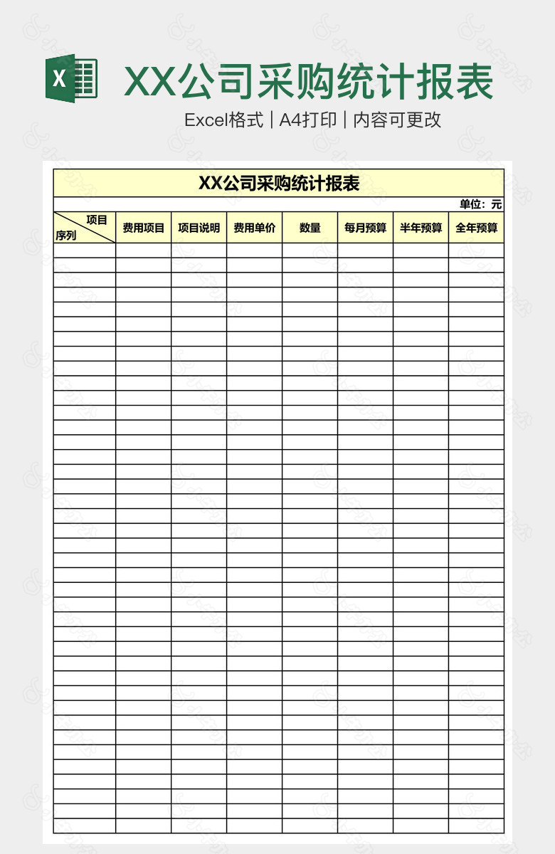 XX公司采购统计报表