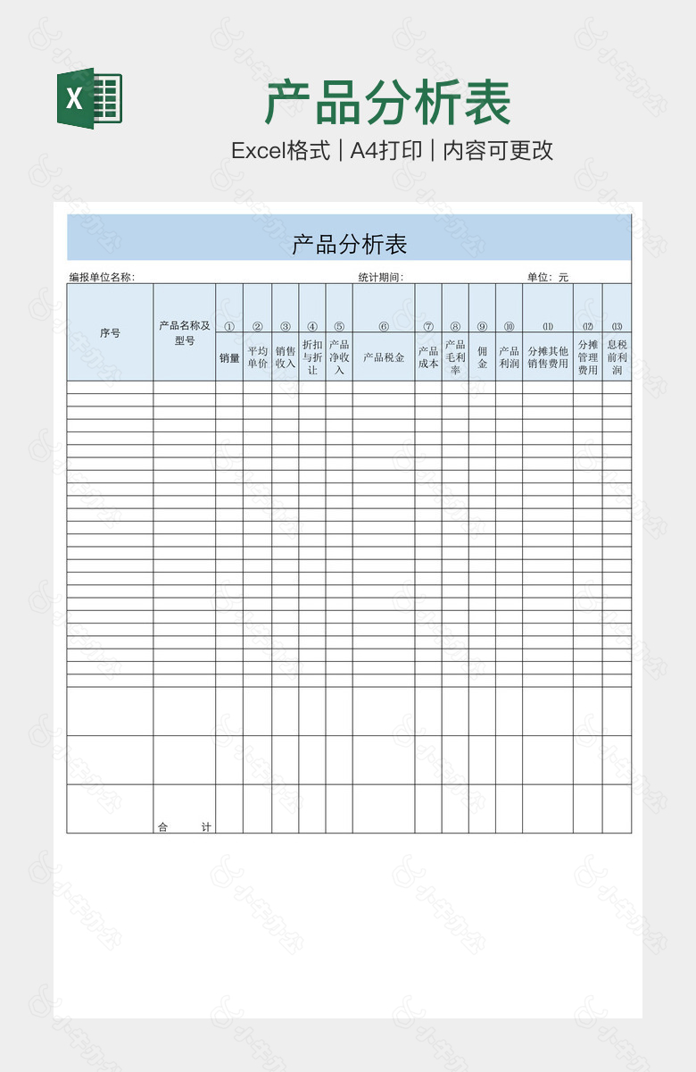 产品分析表