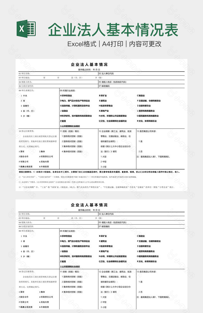 企业法人基本情况表