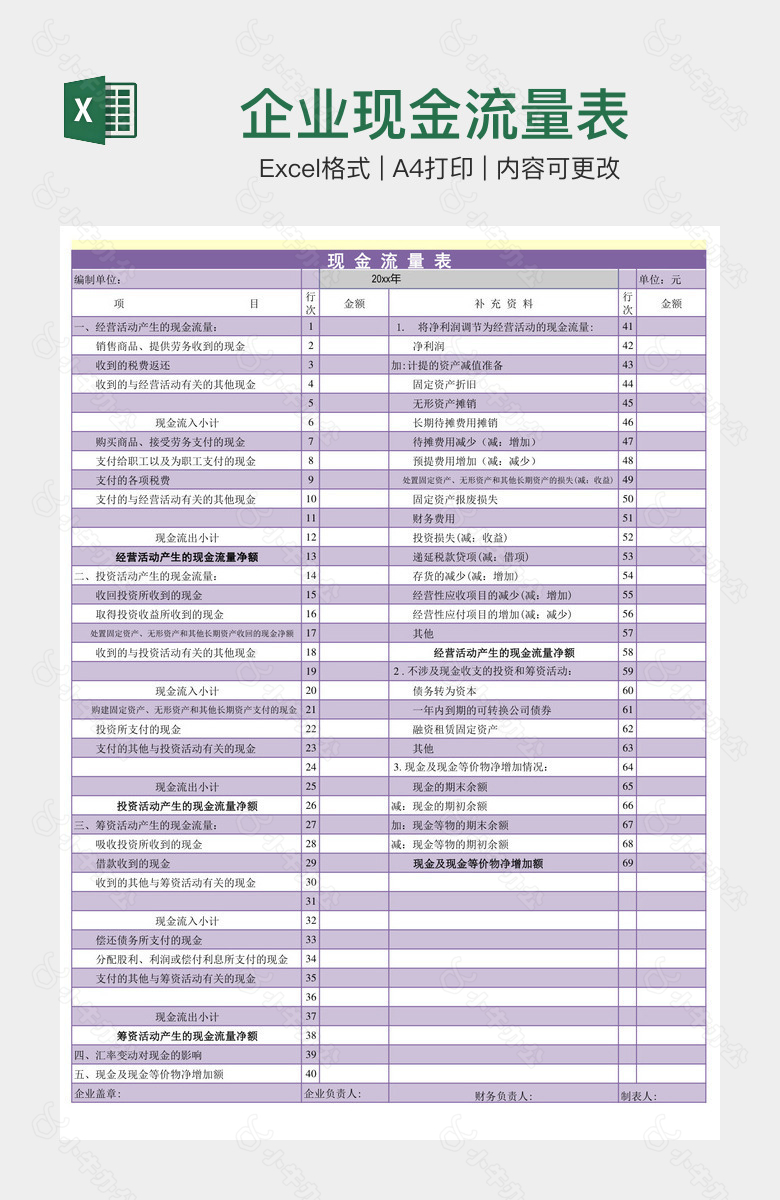 企业现金流量表