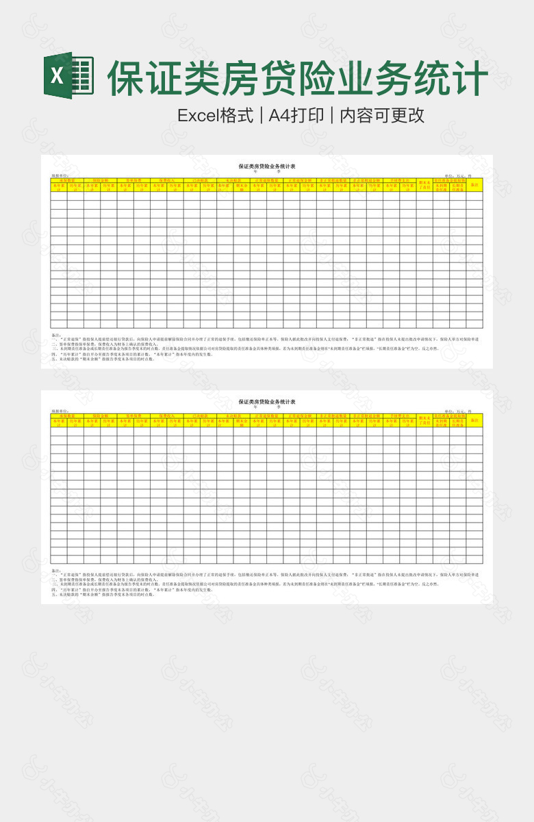 保证类房贷险业务统计表