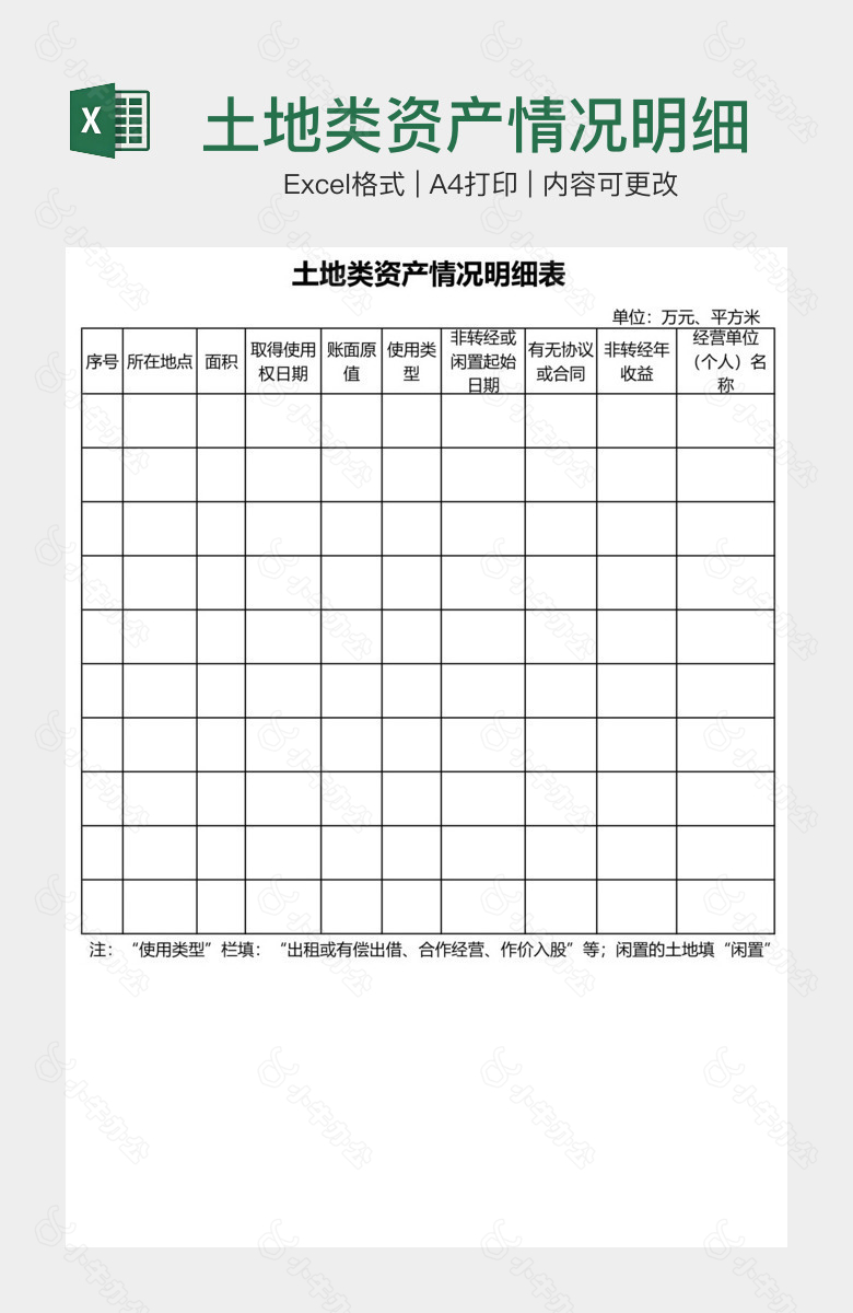 土地类资产情况明细