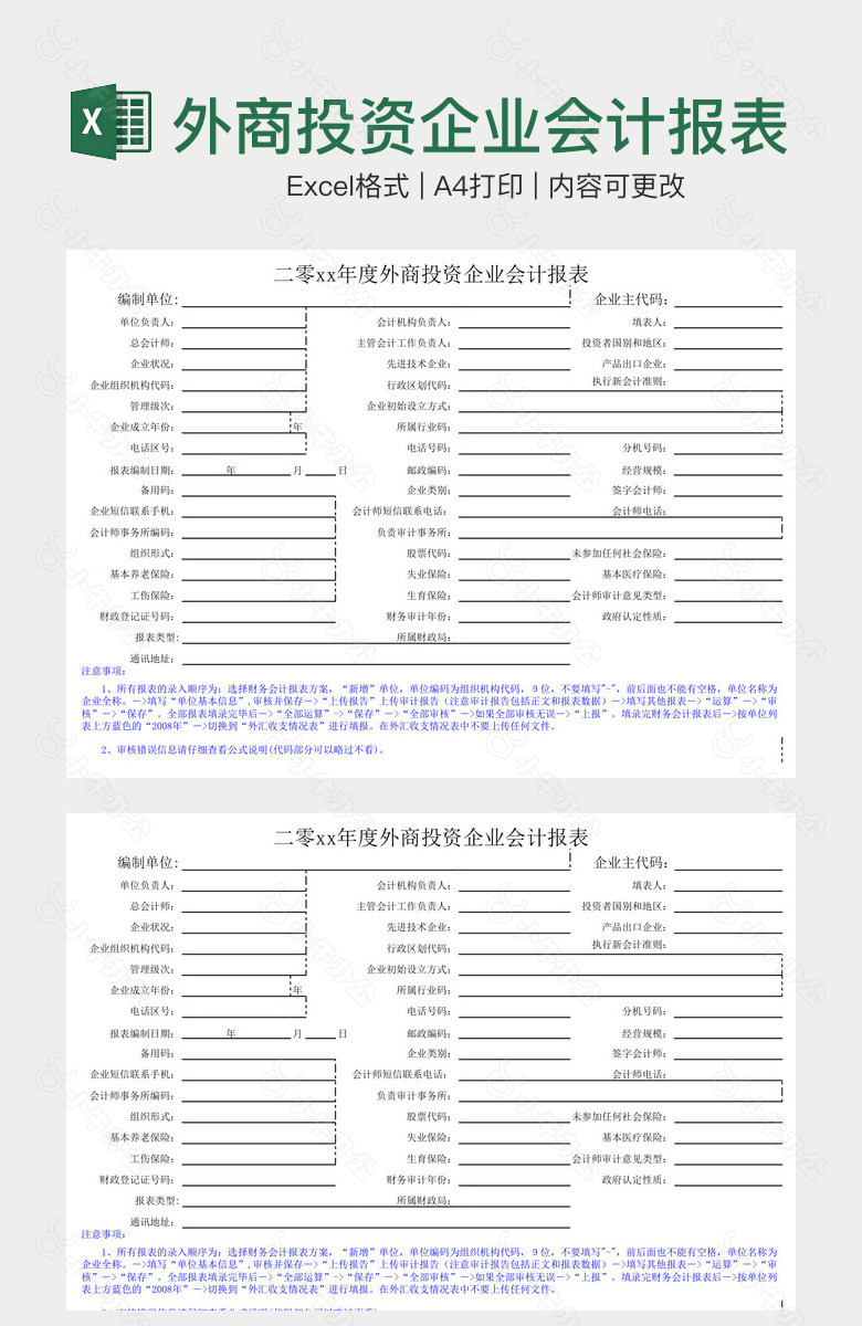 外商投资企业会计报表