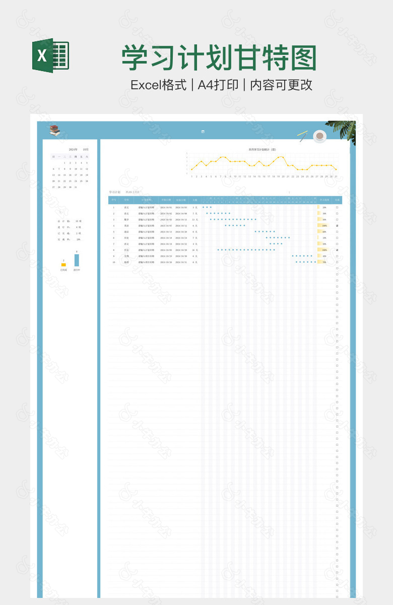 学习计划甘特图