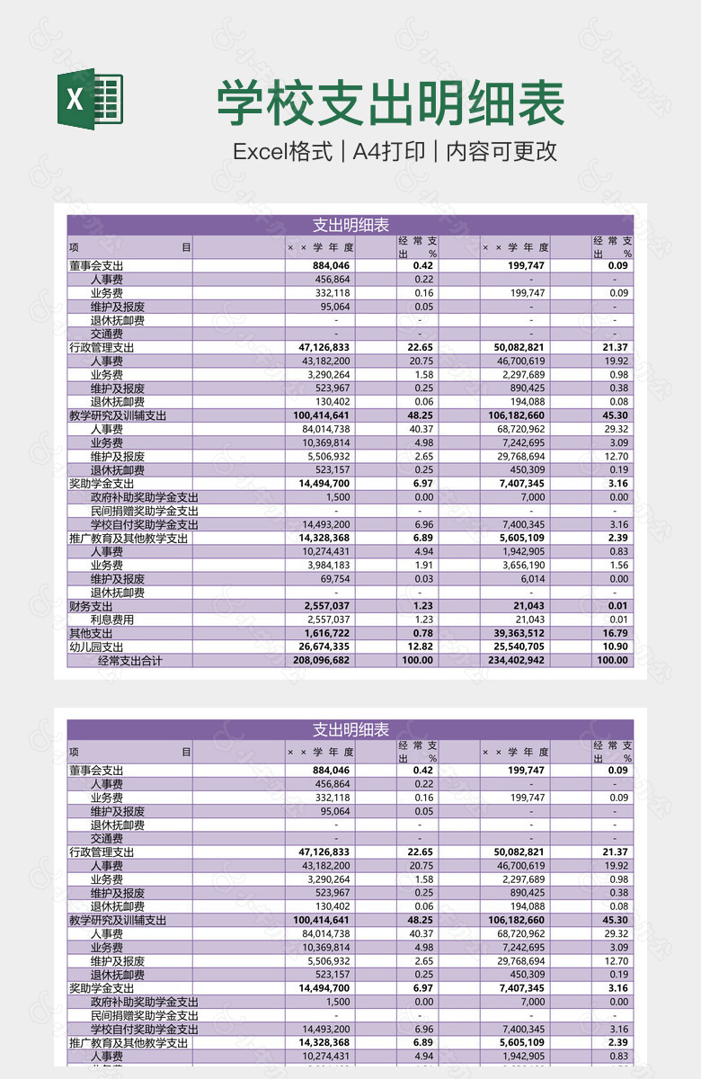 学校支出明细表