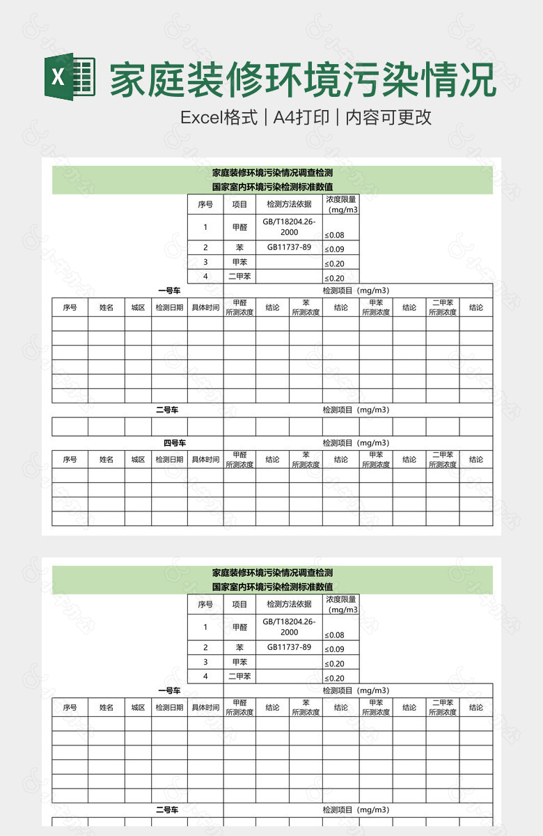 家庭装修环境污染情况调查检测