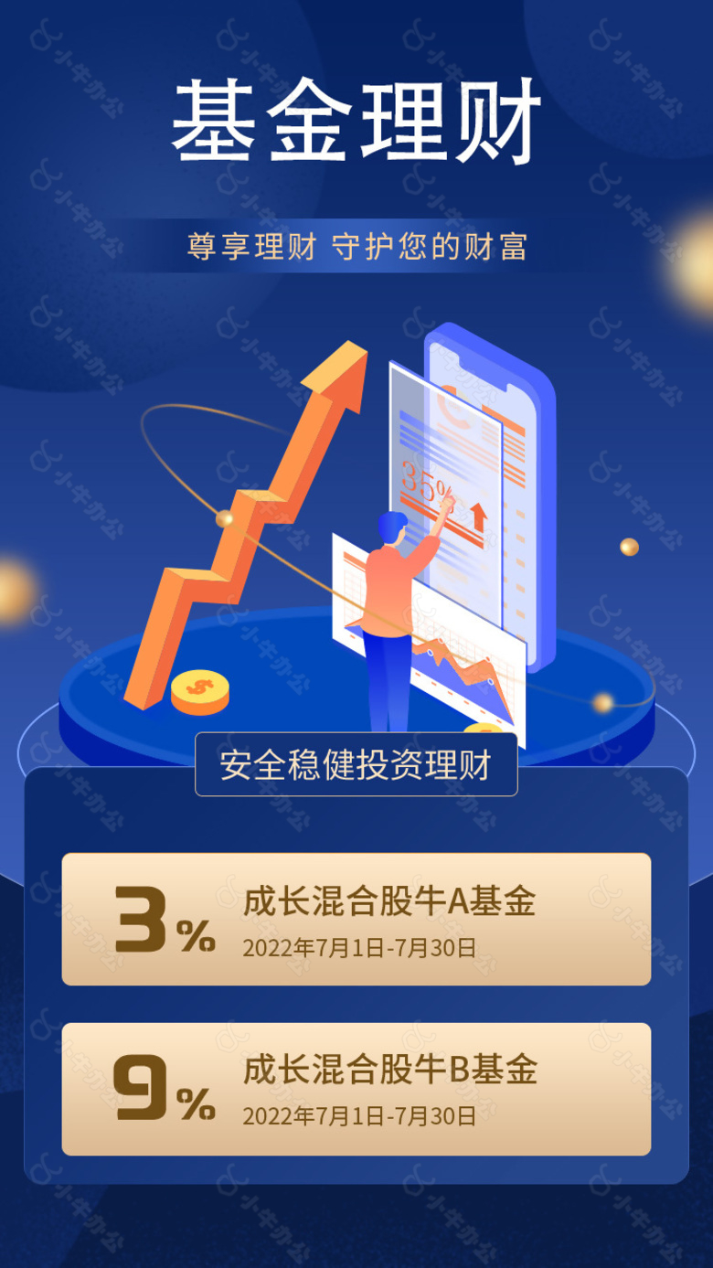 安全稳健投资理财银行海报模版设计