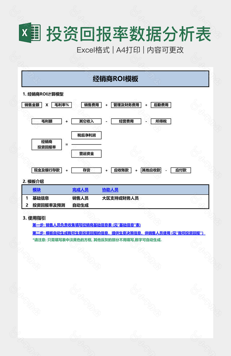 投资回报率数据分析表