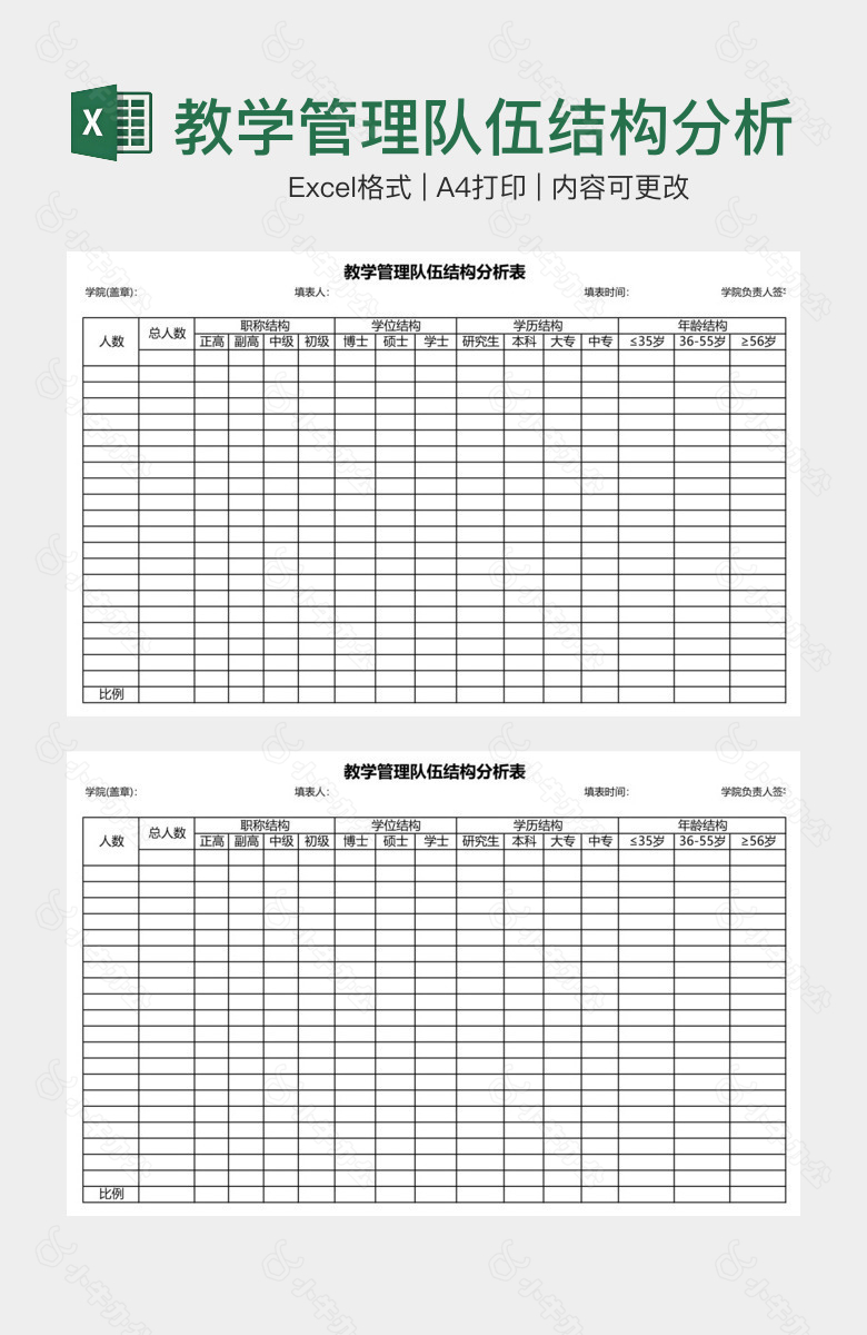 教学管理队伍结构分析表