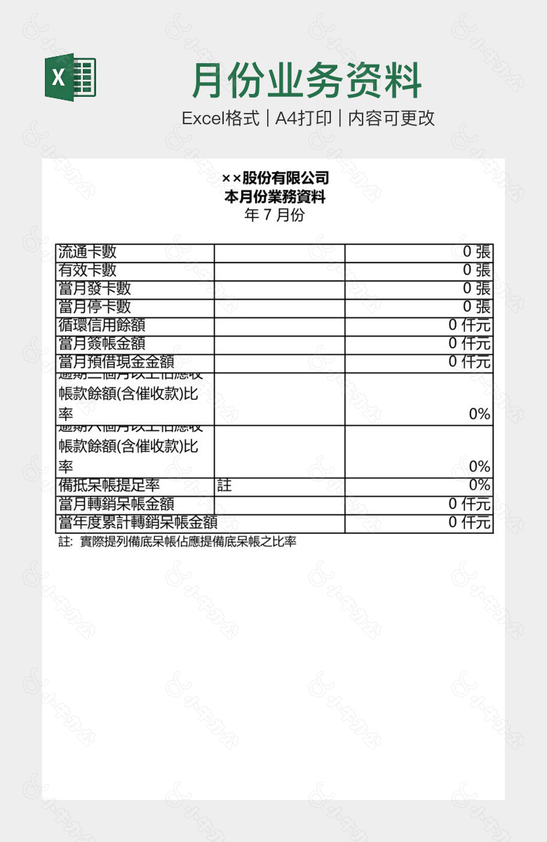 月份业务资料