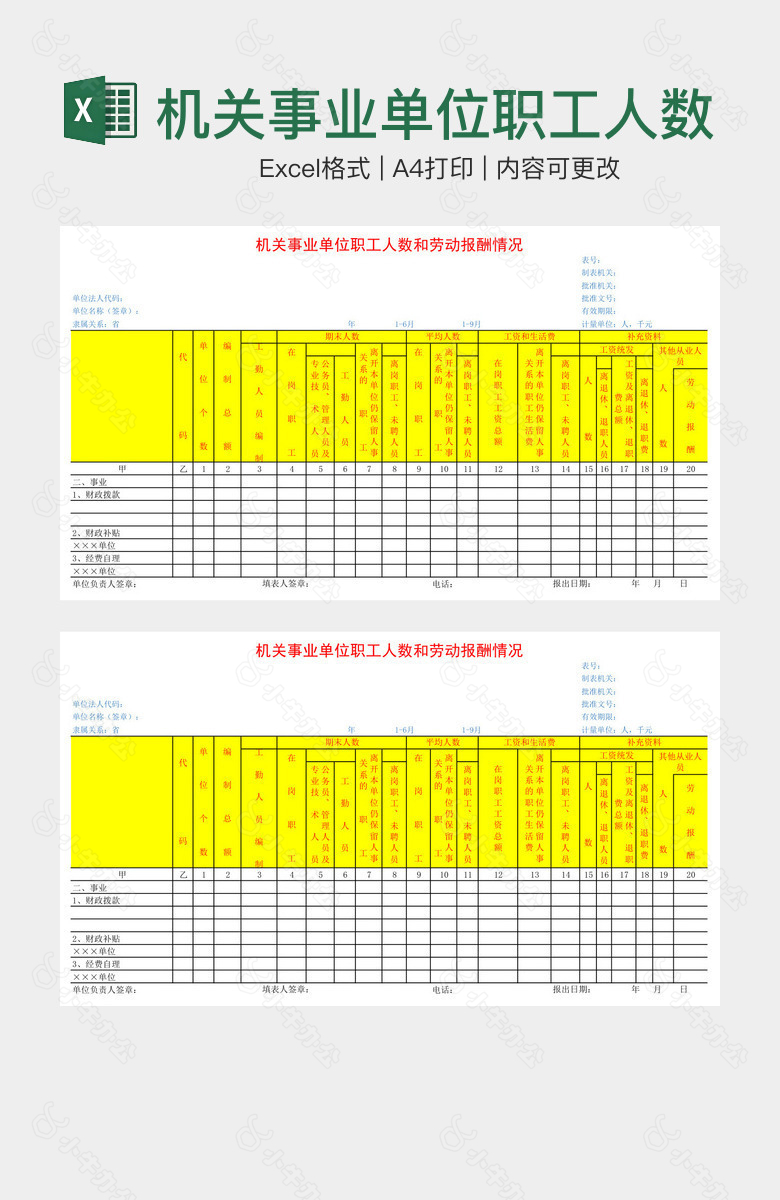 机关事业单位职工人数和劳动报酬情况