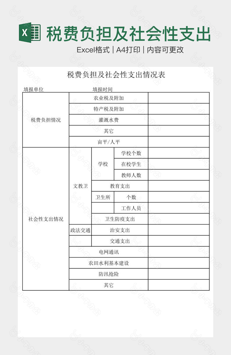 税费负担及社会性支出情况表