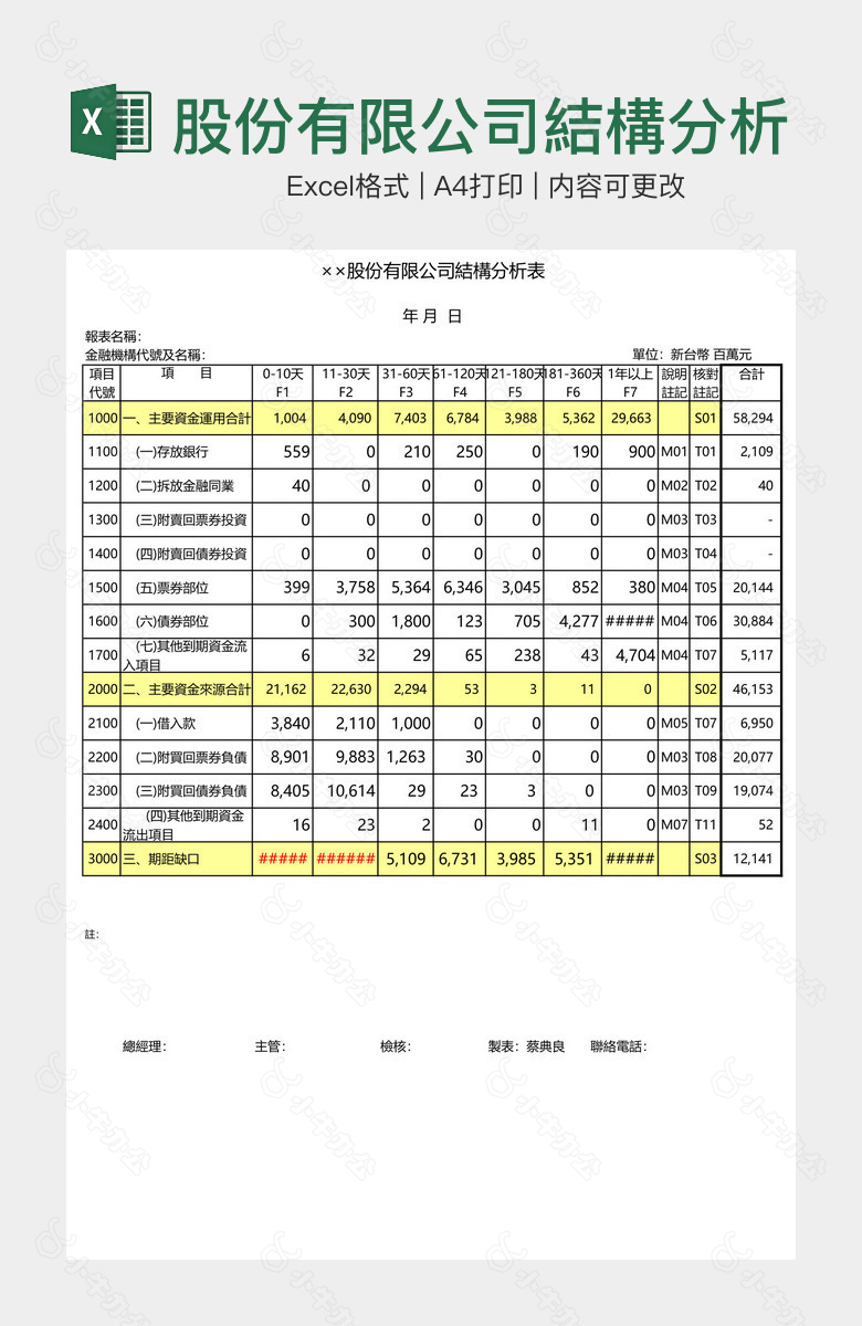 股份有限公司結構分析表