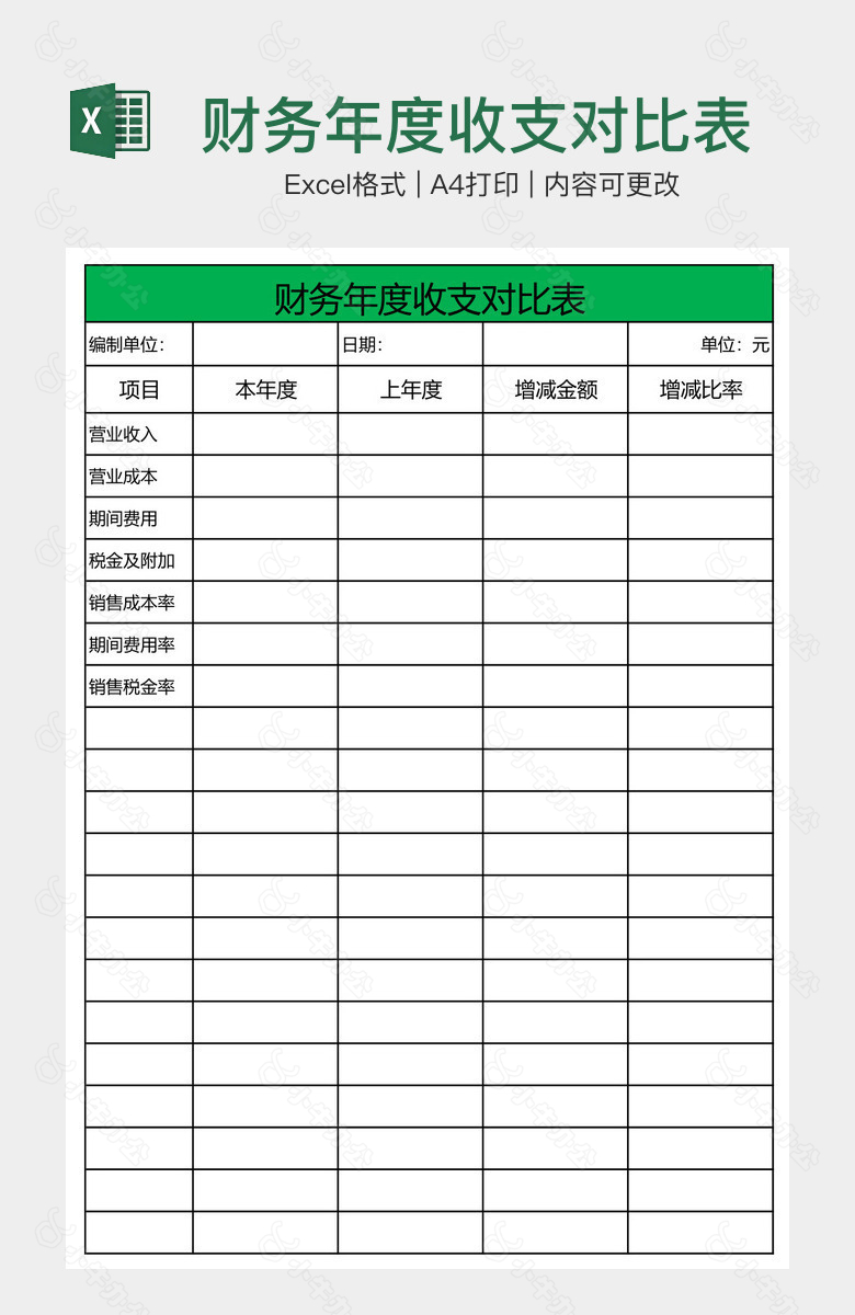 财务年度收支对比表