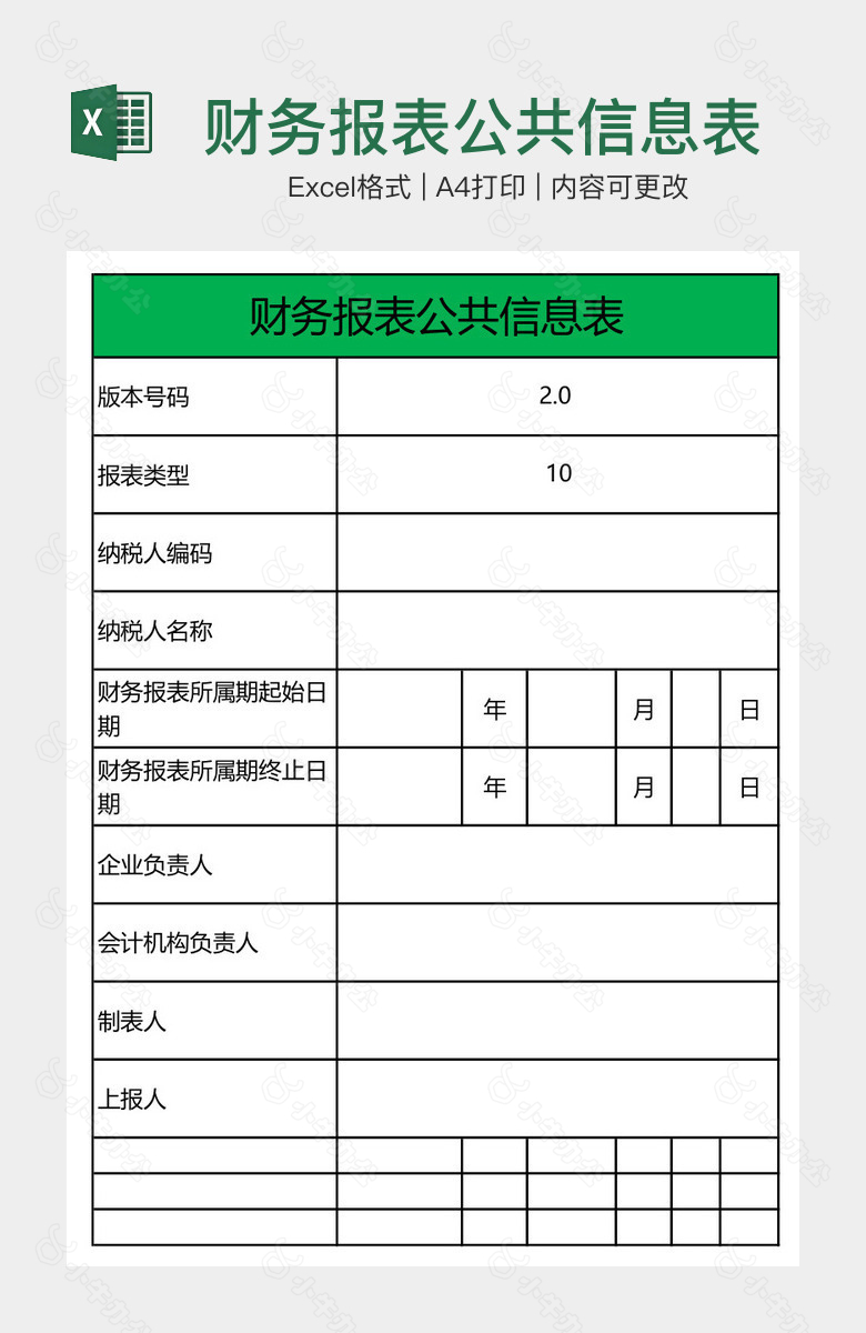 财务报表公共信息表