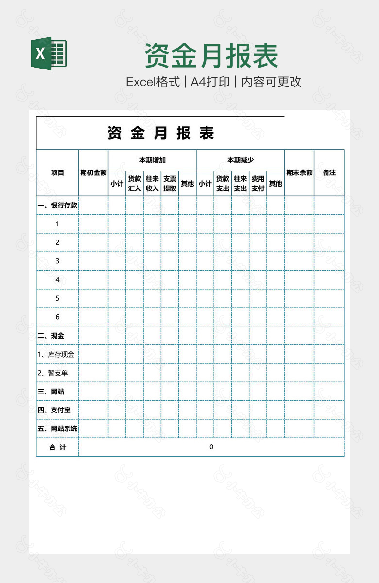 资金月报表