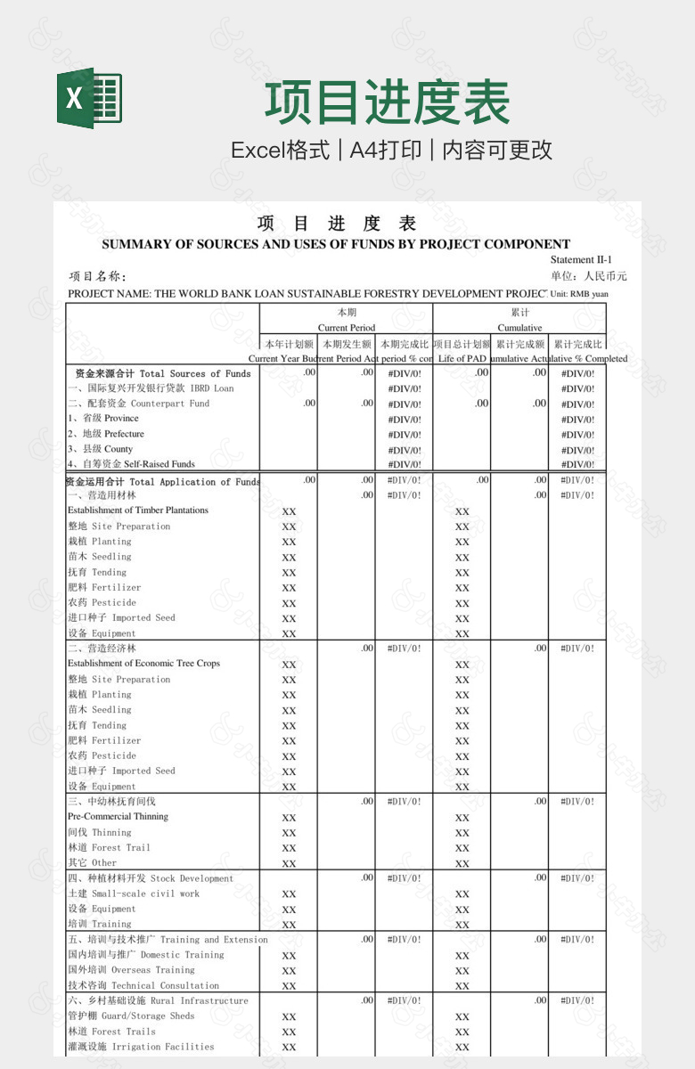 项目进度表