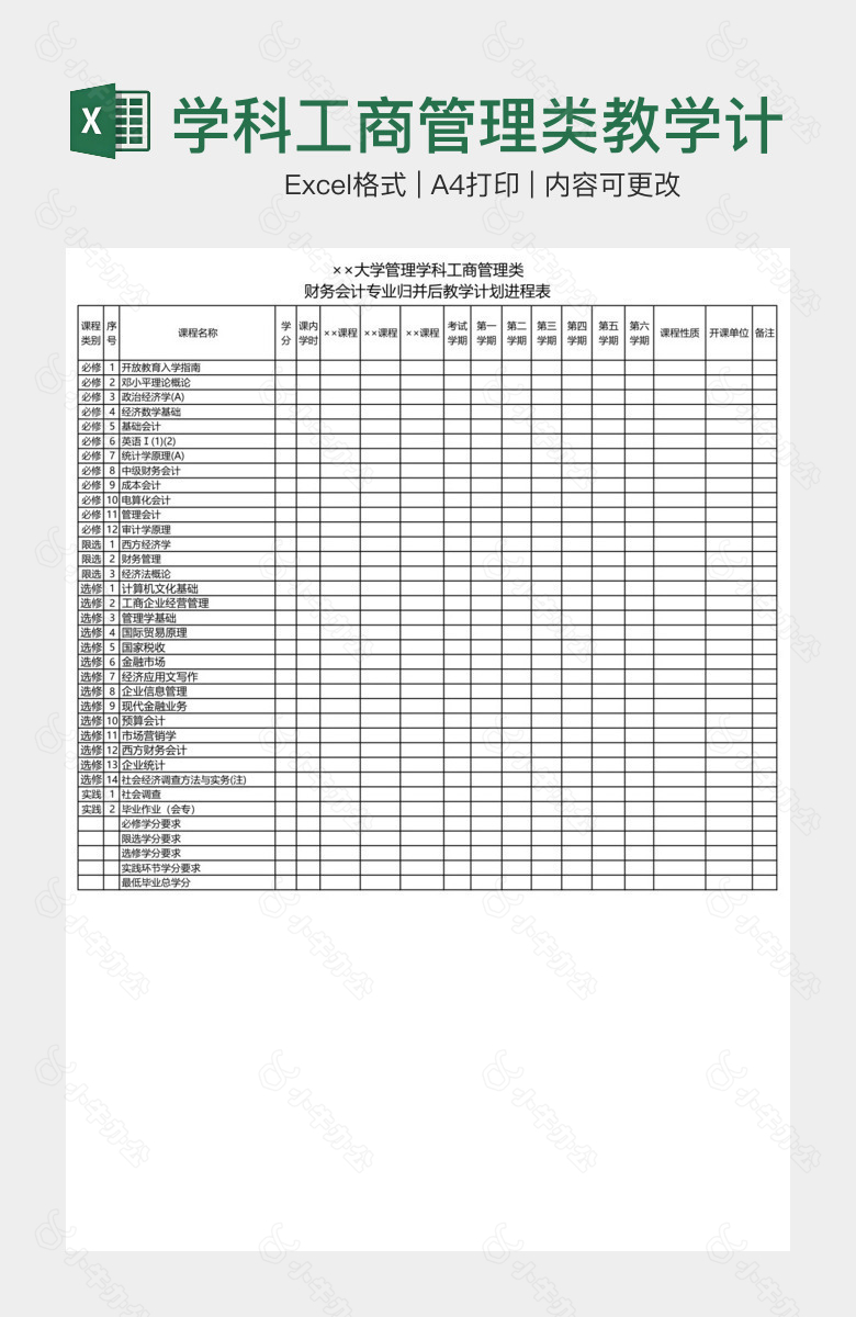 学科工商管理类教学计划