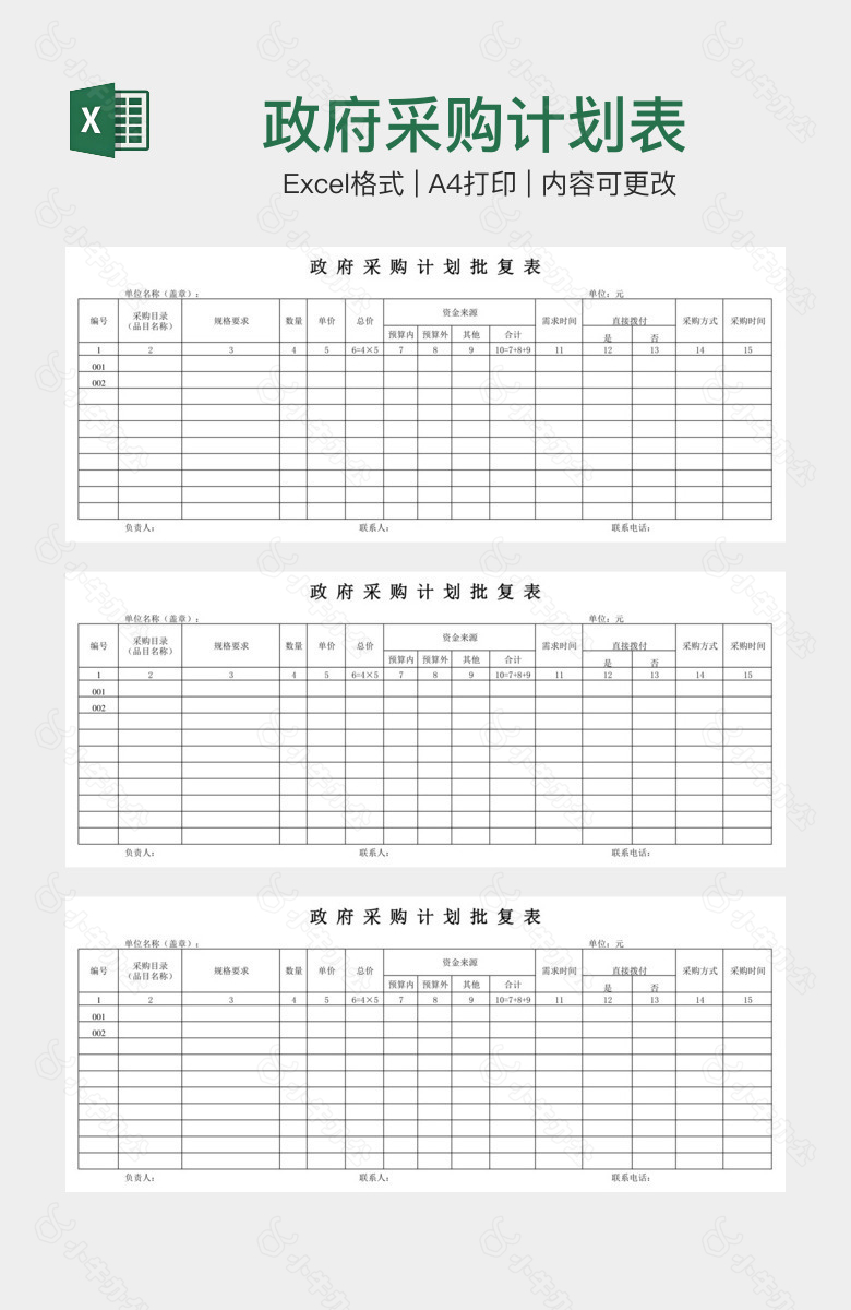 政府采购计划表