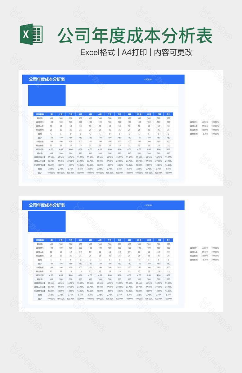 公司年度成本分析表