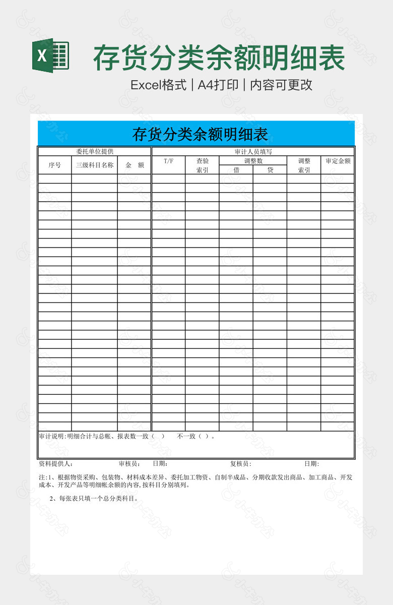 存货分类余额明细表