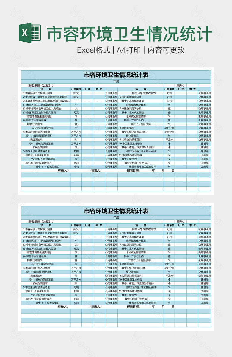 市容环境卫生情况统计表