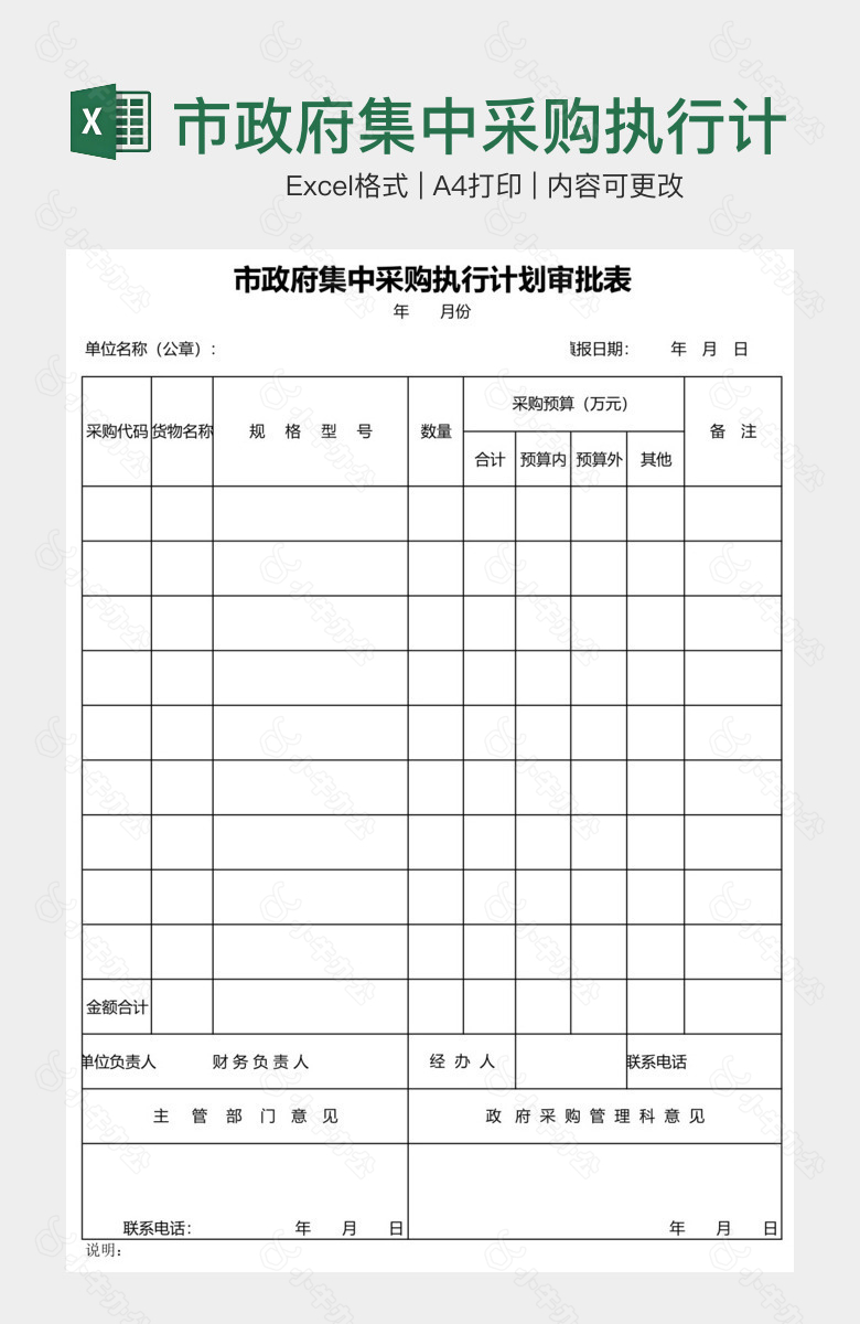 市政府集中采购执行计划审批