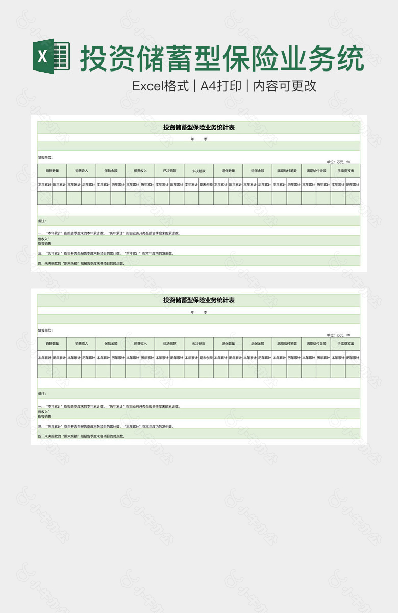 投资储蓄型保险业务统计