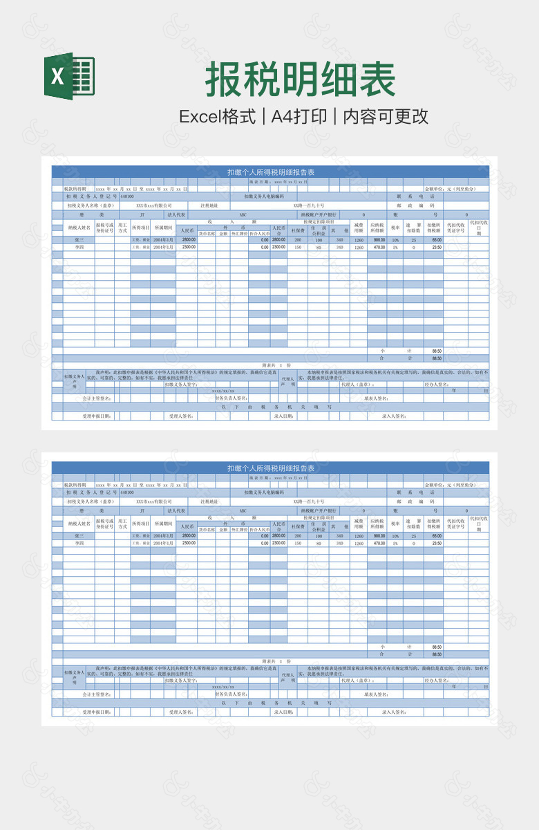 报税明细表