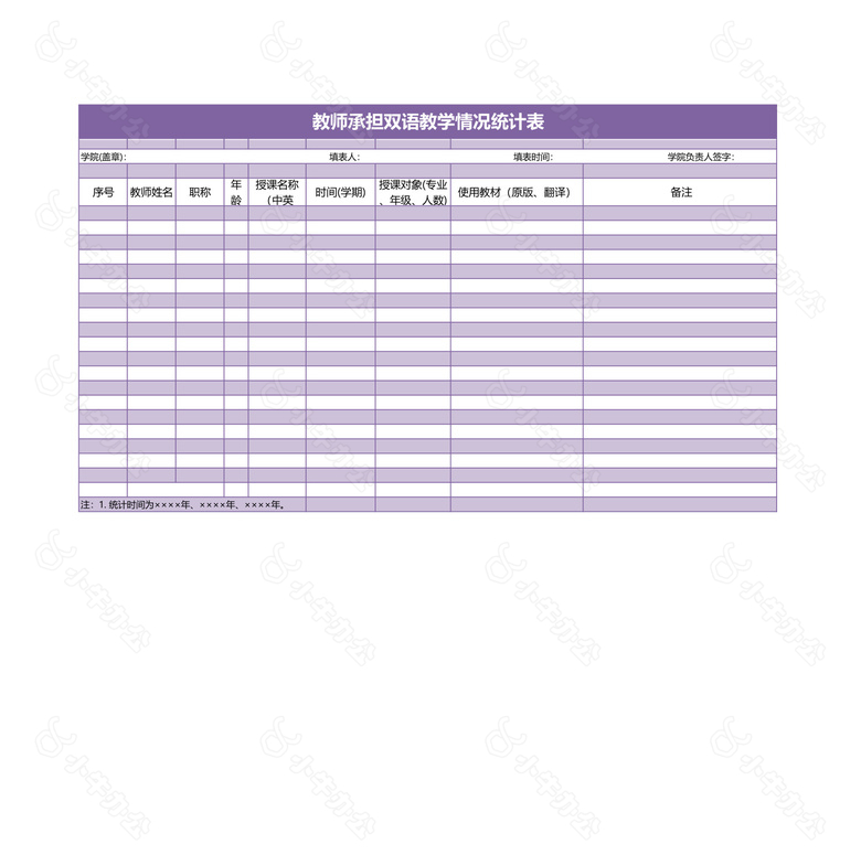 教师承担双语教学情况统计表no.2