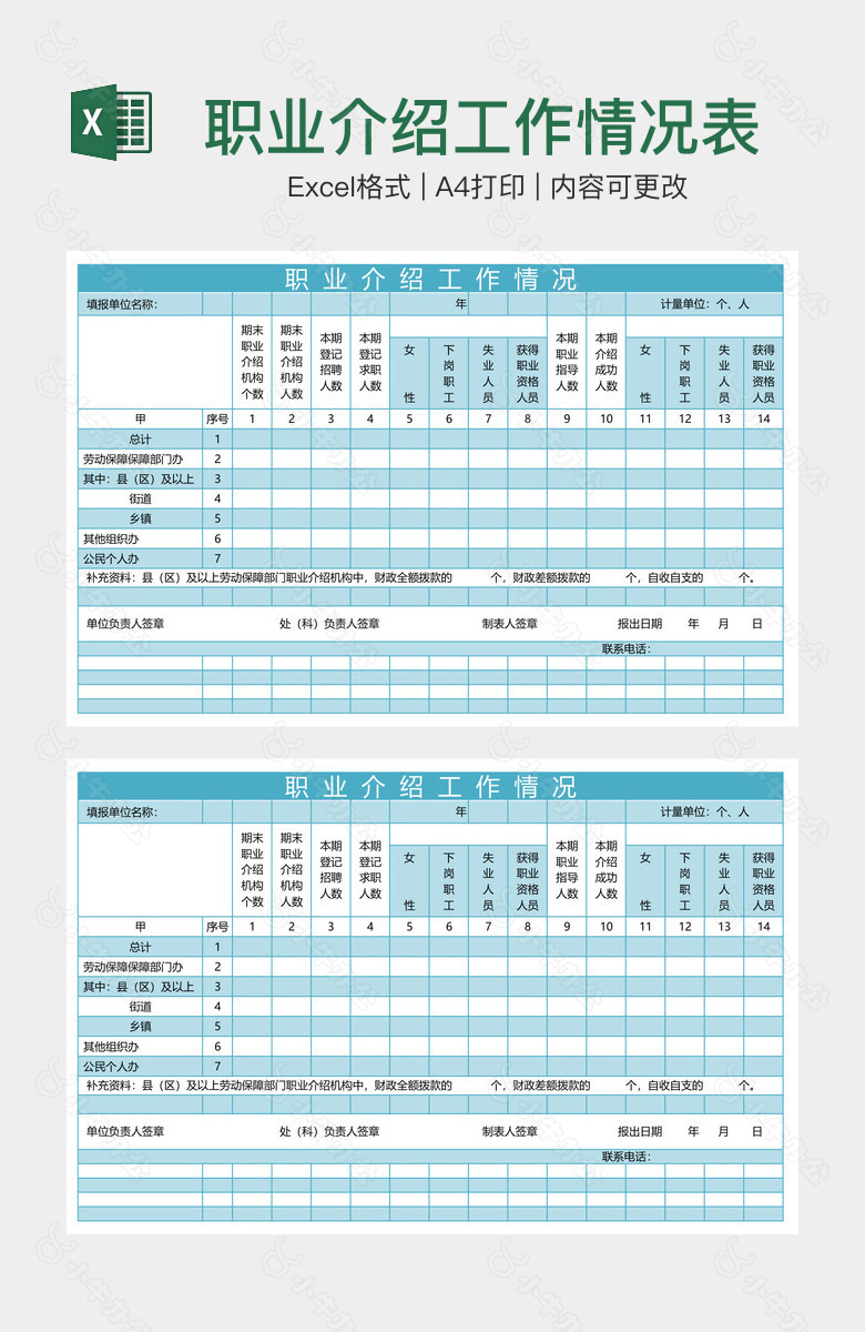 职业介绍工作情况表