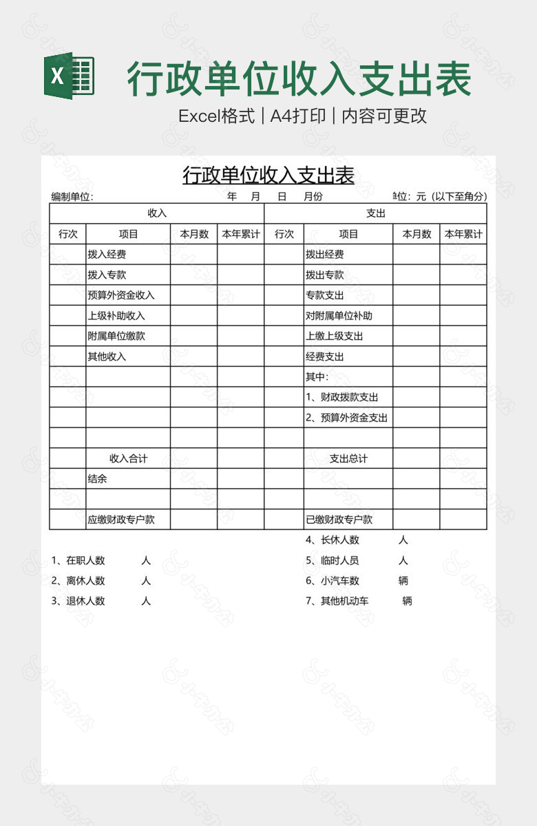 行政单位收入支出表