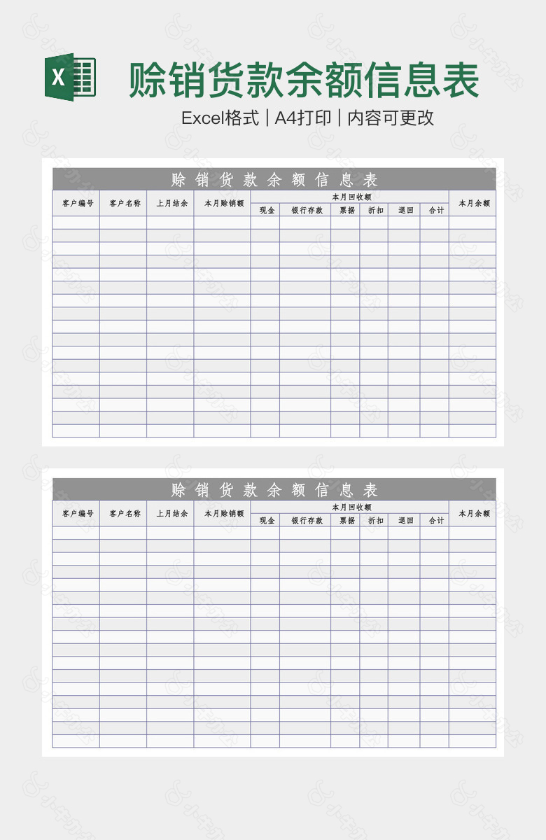 赊销货款余额信息表