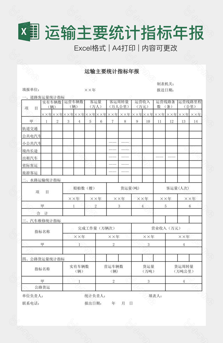 运输主要统计指标年报