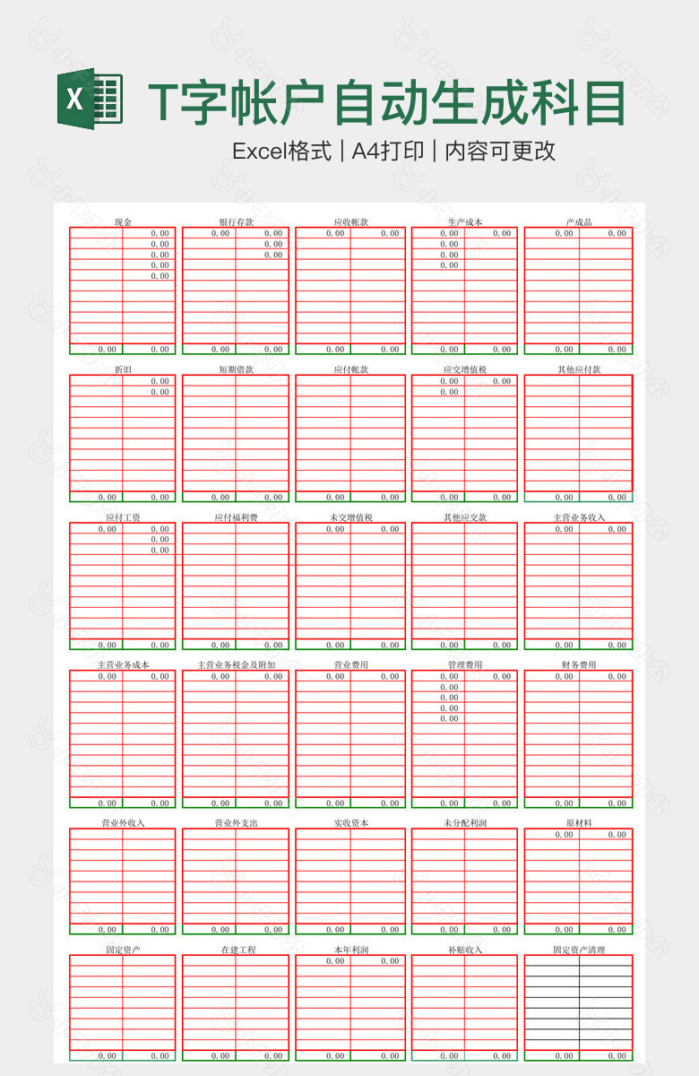 T字帐户自动生成科目表2